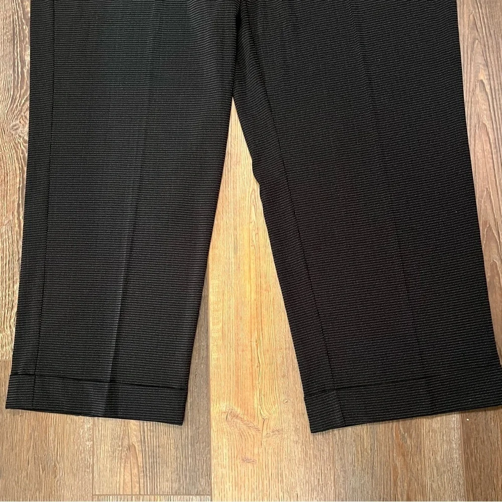 Vtg AVENUE Size 22 Polka Dot Black Stretch Cuffed Dress Pants‎ Career Wide Leg